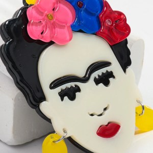Frida Khalo Vintage Acrylic Brooch 5