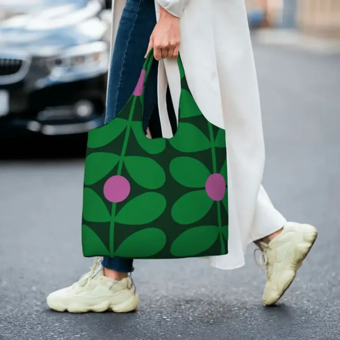 1960s Retro-Inspired Pattern Tote Bag - Durable Canvas Shoulder Shopper Handbag 4