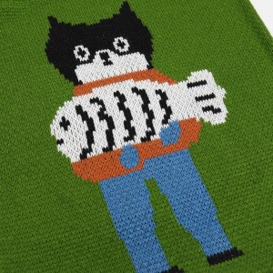 Fashion Crochet Tote Bag – Stylish Jacquard Cat Fish, Large Capacity Soft Knitted Pouch, Shopping Bag 6