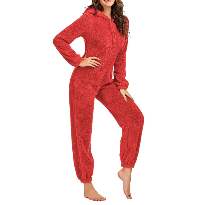 women winter warm plush romper pyjamas Women Winter Warm Plush Romper Pyjamas 6