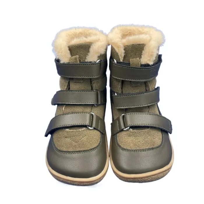 TipsieToes Barefoot Genuine Leather Baby Toddler Girl Boy Kids Fur Lined Boots 4