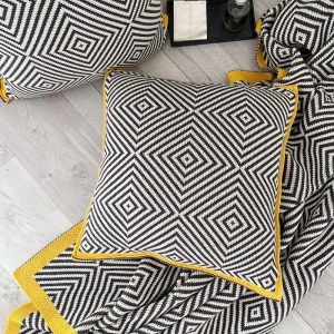 Black Geometric Pillows Knitting Cushion Case Yellow Border Decorative Pillow Cover For Sofa Luxury Living Room Home Decoration 3