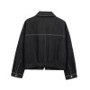 zach women's denim effect jacket, high waisted pleated pants Zach women's Denim effect jacket, high waisted pleated pants 3