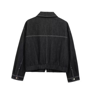 Zach women's Denim effect jacket, high waisted pleated pants 3