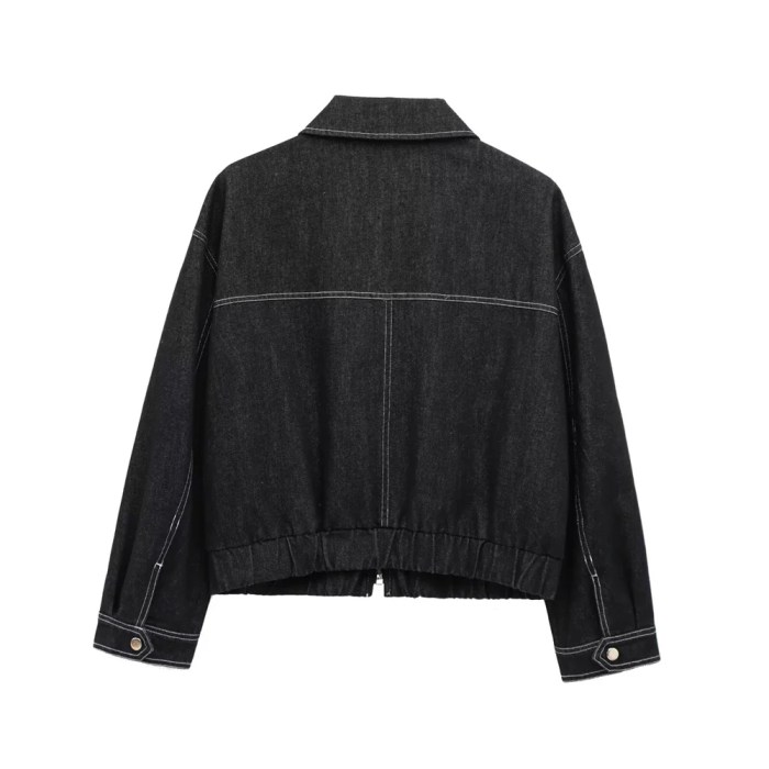 zach women's denim effect jacket, high waisted pleated pants Zach women's Denim effect jacket, high waisted pleated pants 3