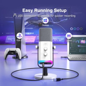 FIFINE XLR/USB Dynamic Microphone with Headphone Jack/RGB/Mute,MIC for Recording Streaming Gaming PS4/PS5 Ampligame AM8W 4