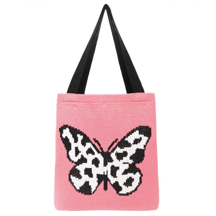 90s butterflyknitted soft big capacity shipping top handle tote bag sweet cute butterfly pattern aesthetic crochet handbag 90s ButterflyKnitted Soft Big Capacity Shipping Top-handle Tote Bag Sweet Cute Butterfly Pattern Aesthetic Crochet Handbag