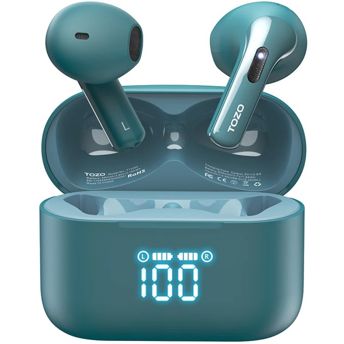 tozo t21 wireless earbuds 5.3 bluetooth headphone sem in ear with dual mic noise cancelling waterproof 44h with power display TOZO T21 Wireless Earbuds 5.3 Bluetooth Headphone Sem in Ear with Dual Mic Noise Cancelling Waterproof 44H with Power Display