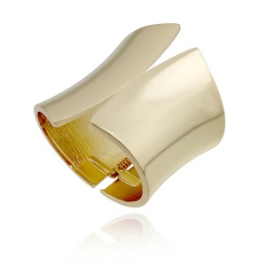 DIAZI Heavy Metal Wide Cuff Bangle in Matte Gold or Silver 5