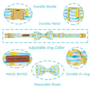 lemon dog collar with bowtie unique style paws cute dog collar set Lemon Dog Collar with Bowtie Unique Style Paws Cute Dog Collar Set 3