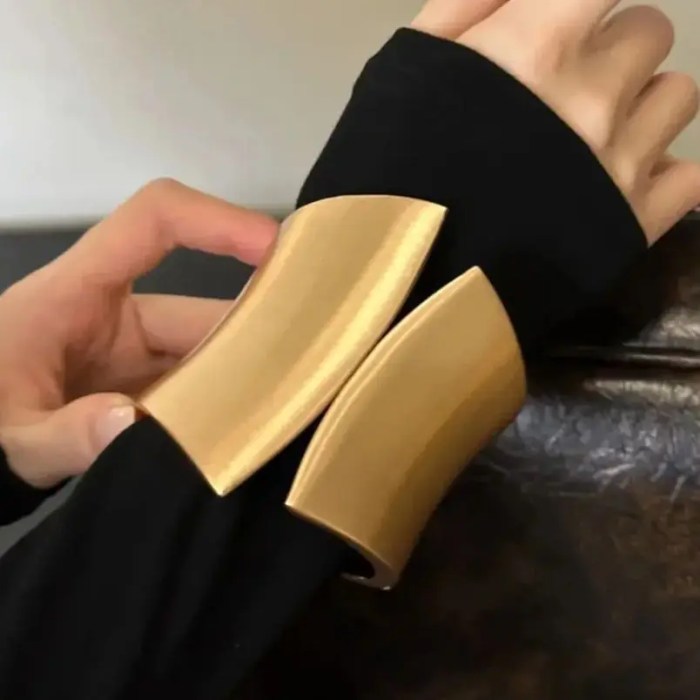 DIAZI Heavy Metal Wide Cuff Bangle in Matte Gold or Silver