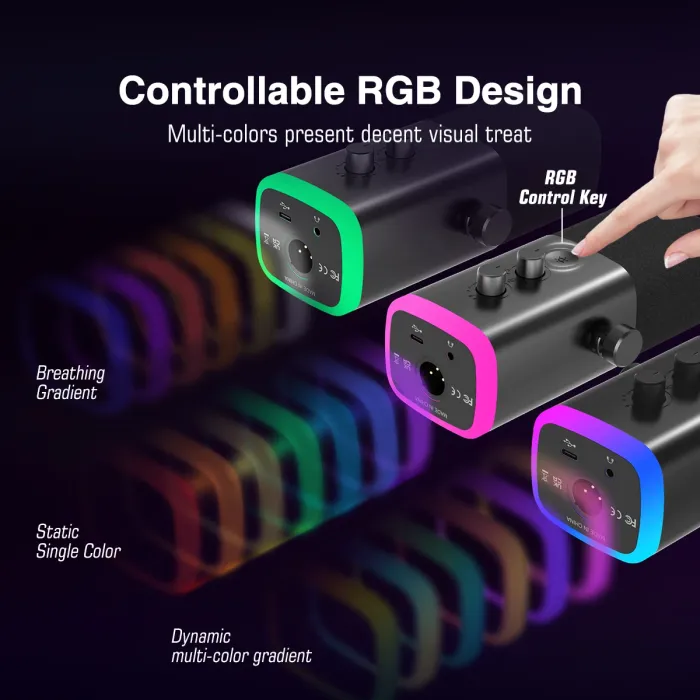 fifine usb/xlr dynamic microphone with rgb control/headphone jack/mute,mic for pc gaming recording streaming ampligame am8 FIFINE USB/XLR Dynamic Microphone with RGB Control/Headphone jack/Mute,MIC for PC Gaming Recording Streaming AmpliGame-AM8 4