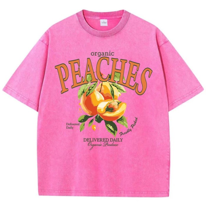 casual women’s acid wash t shirt – fresh peaches print, distressed oversized crewneck cotton tee Casual Women’s Acid Wash T-Shirt – Fresh Peaches Print, Distressed Oversized Crewneck Cotton Tee 4