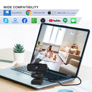 FIFINE 1440p Full HD PC Webcam with Microphone, tripod, for USB Desktop & Laptop,Live Streaming Webcam for Video Calling-K420 4