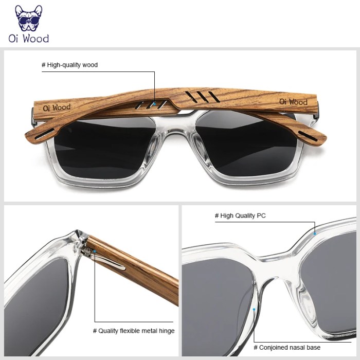 oi wood sunglasses clear frame bamboo polarized sunglasses Oi Wood Sunglasses Clear Frame Bamboo Polarized Sunglasses 5