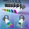 FIFINE USB/XLR Gaming Microphone Kit with Headphone Jack/RGB/Boom Arm,Dynamic Mic Set for PC PS5/4 Mixer AmpliGame White-AM8TW 5