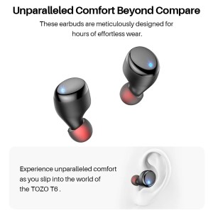 TOZO T6 Upgrade Wireless Earbuds Bluetooth 5.3 Headphones, 50H Playtime with Wireless Charging Case, APP EQ Customisable 2
