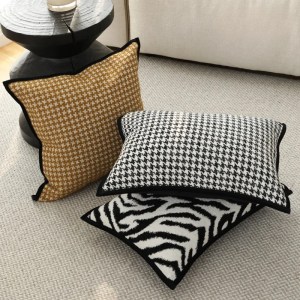 Texture Pillows White Black Yellow Cushion Case Classical Geometric Decorative 2