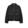 zach women's denim effect jacket, high waisted pleated pants Zach women's Denim effect jacket, high waisted pleated pants 2