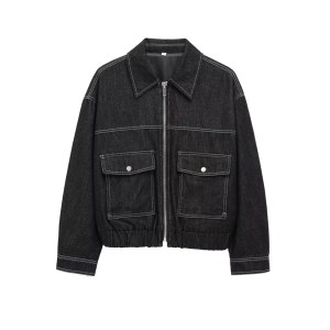 Zach women's Denim effect jacket, high waisted pleated pants 2
