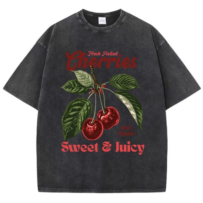 fresh picked cherries t shirt – women’s distressed oversized cotton tee with sweet fruit print Fresh Picked Cherries T-Shirt – Women’s Distressed Oversized Cotton Tee with Sweet Fruit Print