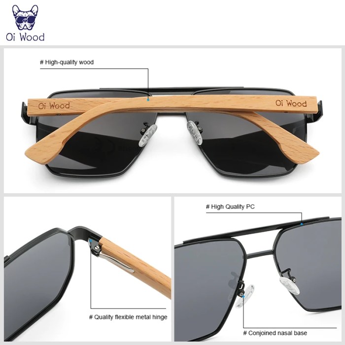 oi wood sunglasses for men women square metal uv protection Oi Wood Sunglasses For Men Women Square Metal UV Protection 5