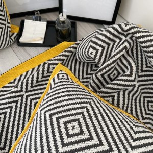 Black Geometric Pillows Knitting Cushion Case Yellow Border Decorative Pillow Cover For Sofa Luxury Living Room Home Decoration 4