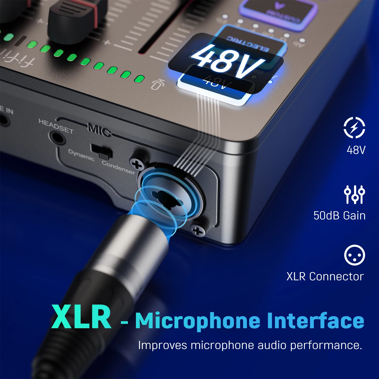 FIFINE Gaming Audio Mixer,Streaming 4-Channel RGB Mixer with XLR Microphone Interface,for Game Voice,Podcast,AmpliGame SC3 2