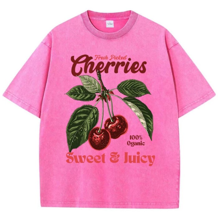 fresh picked cherries t shirt – women’s distressed oversized cotton tee with sweet fruit print Fresh Picked Cherries T-Shirt – Women’s Distressed Oversized Cotton Tee with Sweet Fruit Print 3