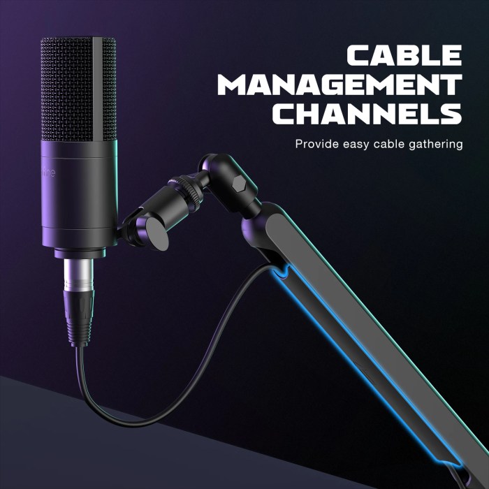 fifine adjustable low profile arm microphone stand with cable managment/desk mount, suspension boom for k688 ampligame am8 bm88 FIFINE Adjustable Low-profile Arm Microphone Stand with Cable Managment/Desk Mount, Suspension Boom for K688 Ampligame AM8-BM88 5