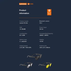 new lenovo lecoo c8 lite sunglasses earphone bluetooth 5.3 outdoor sport hifi hd call eyeglasses anti blue wireless driving New Lenovo Lecoo C8 Lite Sunglasses Earphone Bluetooth 5.3 Outdoor Sport HiFi HD Call Eyeglasses Anti Blue Wireless Driving 5
