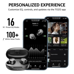 TOZO E1 Built in Mic Earbuds in ear Ergonomic Headsets Wireless Charging IPX6 Waterproof 32 EQs APP Support 2