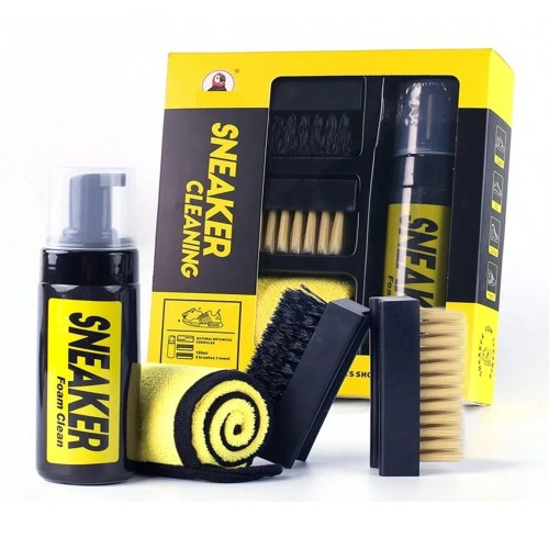 shoe cleaner care kit for leather, knit, canvas, and pu sneakers 2 brushes, 5.3oz cleaning solution & 1 towel Shoe Cleaner Care Kit for Leather, Knit, Canvas, and PU Sneakers - 2 Brushes, 5.3oz Cleaning Solution & 1 Towel