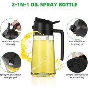 2in1 Oil Sprayer Glass Bottle for Cooking Anti-leakage Olive Oil Storage Bottle 3