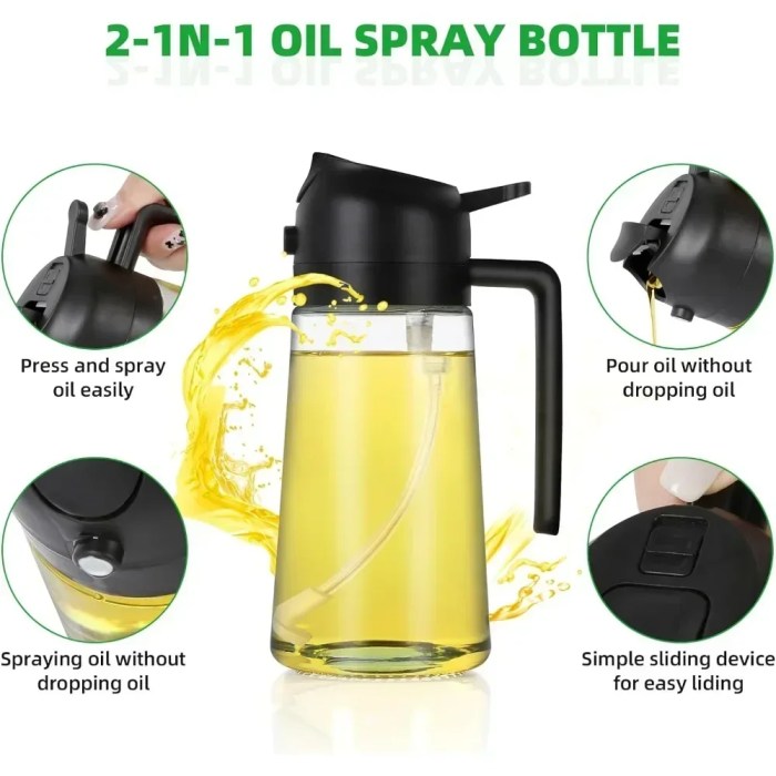 2in1 Oil Sprayer Glass Bottle for Cooking Anti-leakage Olive Oil Storage Bottle 3