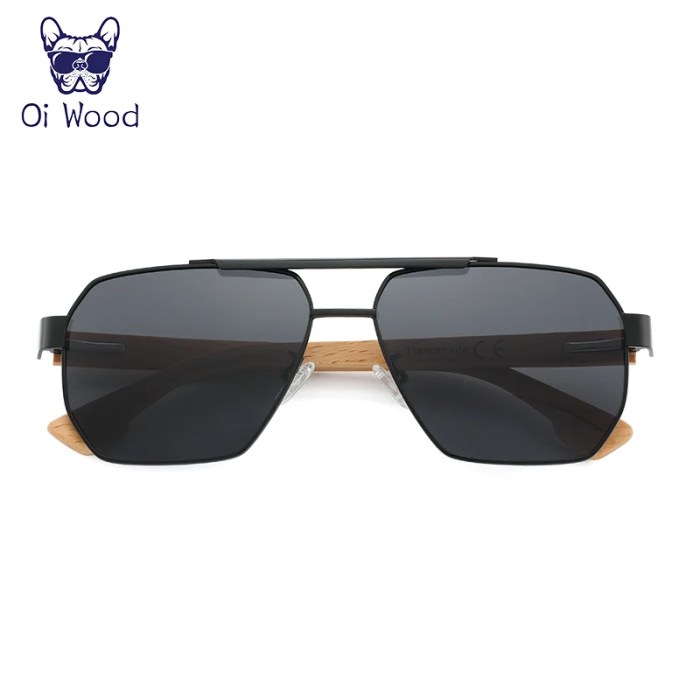 oi wood sunglasses for men women square metal uv protection Oi Wood Sunglasses For Men Women Square Metal UV Protection 4