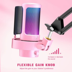 FIFINE USB Microphone for Recording and Streaming on PC and Mac,Headphone Output and Touch-Mute Button,Mic with 3 RGB Modes -A8 4