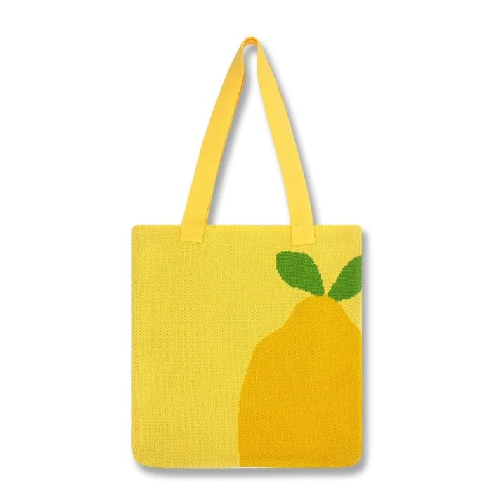 stylish crochet lemon fruit tote bag casual knitted top handle handbag, large capacity Stylish Crochet Lemon Fruit Tote Bag - Casual Knitted Top-Handle Handbag, Large Capacity