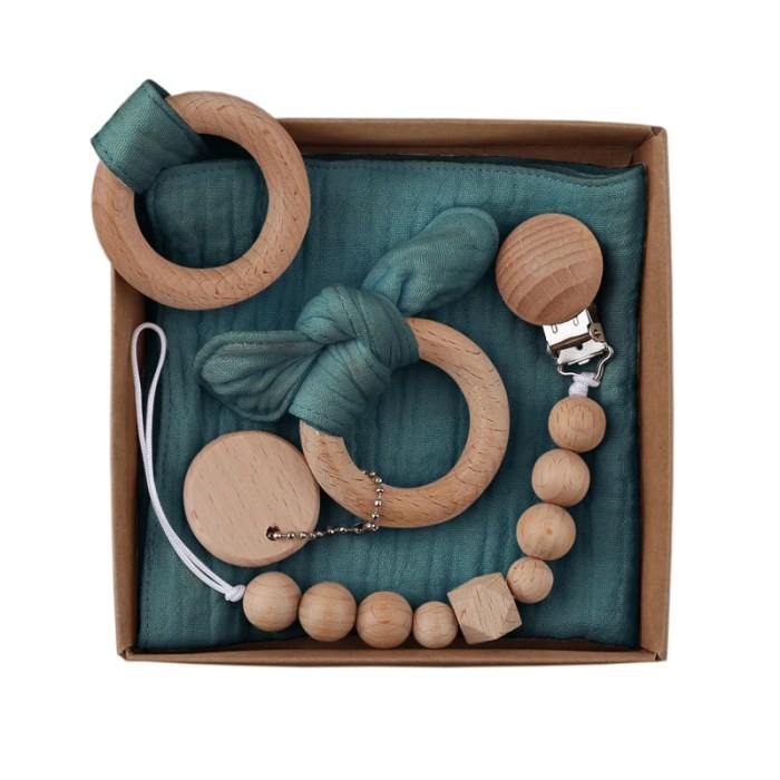 handmade crochet animal baby teether toy wooden teether, stuffed doll, muslin blanket & newborn gift box Handmade Crochet Animal Baby Teether Toy - Wooden Teether, Stuffed Doll, Muslin Blanket & Newborn Gift Box