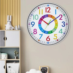 12 inch early childhood education wall clock – silent, battery powered, colourful 12-inch Early Childhood Education Wall Clock – Silent, Battery-Powered, Colourful 3