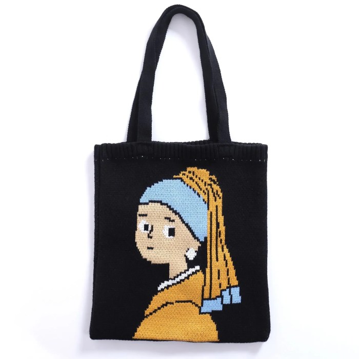 Classical Art Knitted Tote Bag - Cute & Stylish Crochet Woolen Handbag