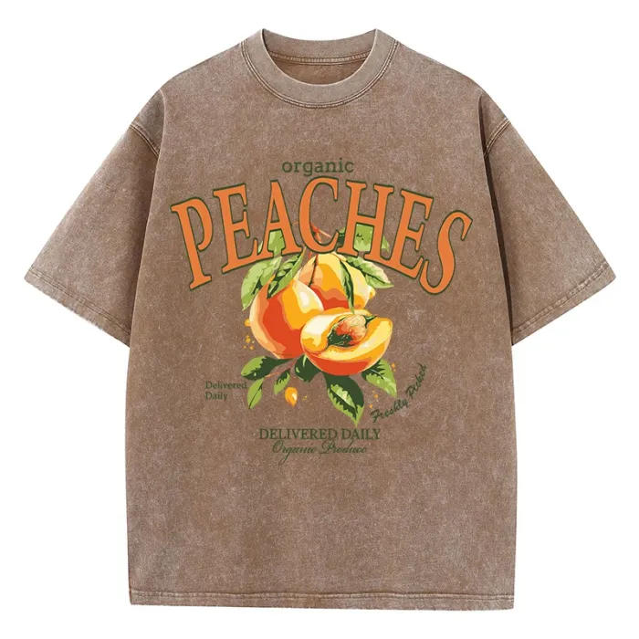 casual women’s acid wash t shirt – fresh peaches print, distressed oversized crewneck cotton tee casual women’s acid wash t shirt – fresh peaches print, distressed oversized crewneck cotton tee