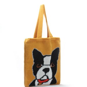 Frenchie Knitted Soft Top-Handle Shopper Handbag 5