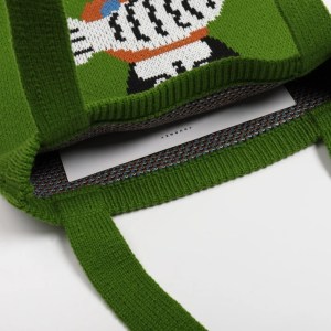 Fashion Crochet Tote Bag – Stylish Jacquard Cat Fish, Large Capacity Soft Knitted Pouch, Shopping Bag 5