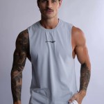 HARD HITTERS MEN'S CREW COTTON TANK STEEL BLUE X-LARGE