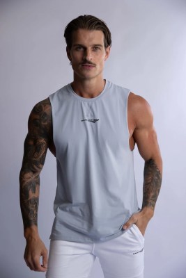 HARD HITTERS MEN'S CREW COTTON TANK STEEL BLUE X-LARGE