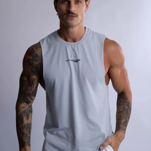 HARD HITTERS MEN'S CREW COTTON TANK STEEL BLUE X-LARGE