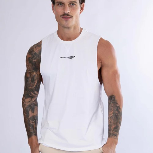 HARD HITTERS MEN'S CREW COTTON TANK WHITE X-LARGE