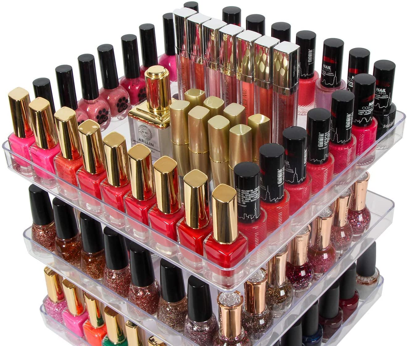 Stylish 3 Tier Rotating Display for Nail Polish & Makeup