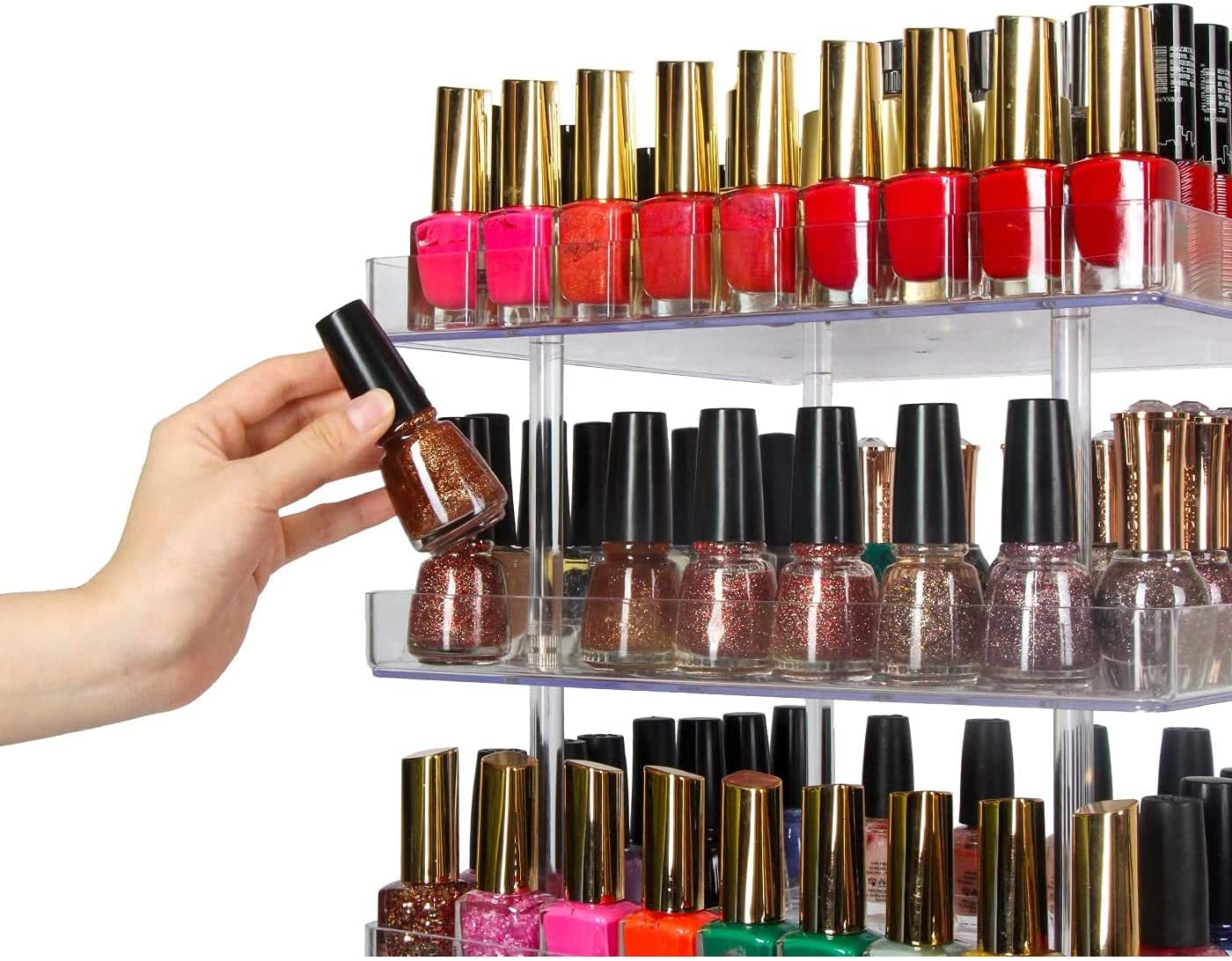 Stylish 3 Tier Rotating Display for Nail Polish & Makeup